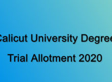 Calicut University Degree Trial Allotment 2020