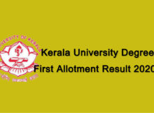 Kerala University Degree First Allotment Result 2020 [Check Result @ admissions.keralauniversity.ac.in]
