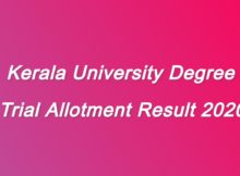 Kerala University Degree Trial Allotment Result 2020