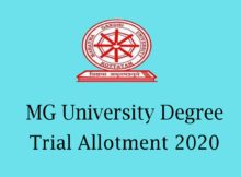 MG University Degree Trial Allotment 2020