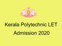 Kerala Polytechnic Lateral Entry Final Rank List 2020