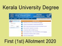 Kerala University Degree First Allotment 2020