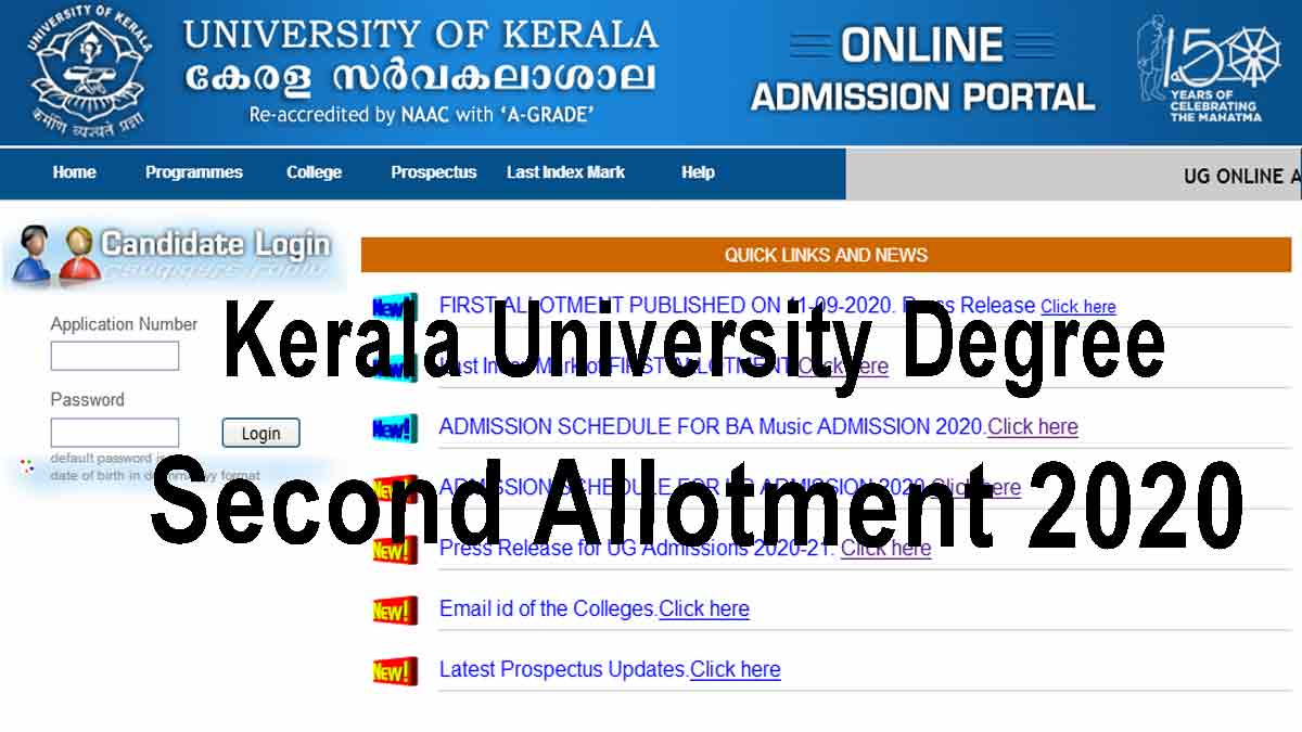 Kerala University Degree Second Allotment 2020