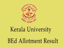 Kerala University BEd Allotment Result