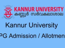 Kannur University PG Admission / Allotment