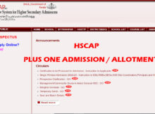 HSCAP Plus One Admission / Allotment
