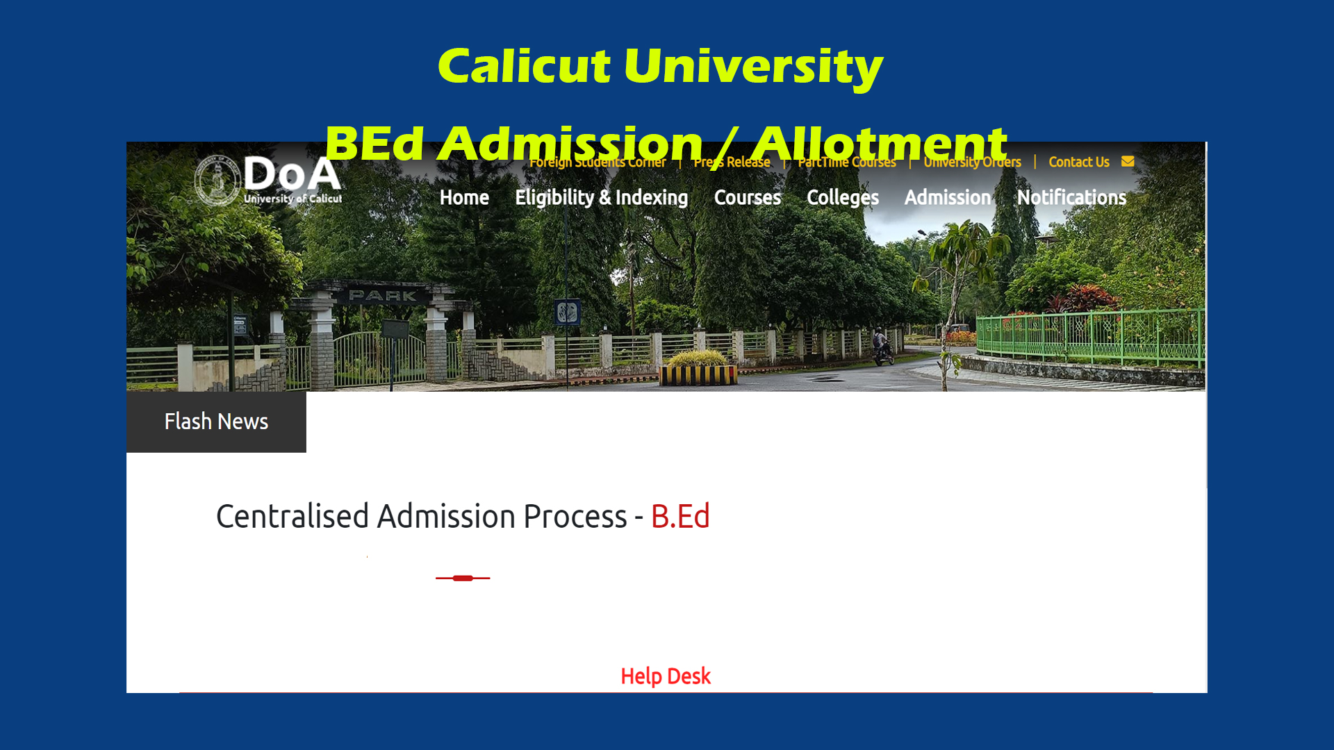 Calicut University BEd Admission / Allotment