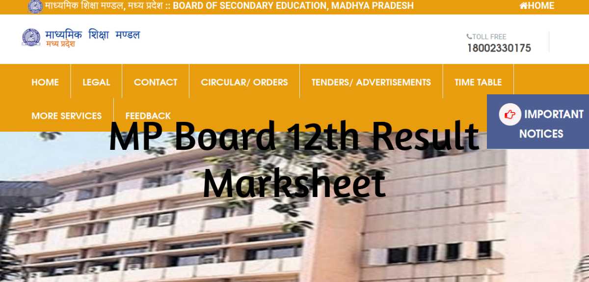 MP Board 12th Result Marksheet