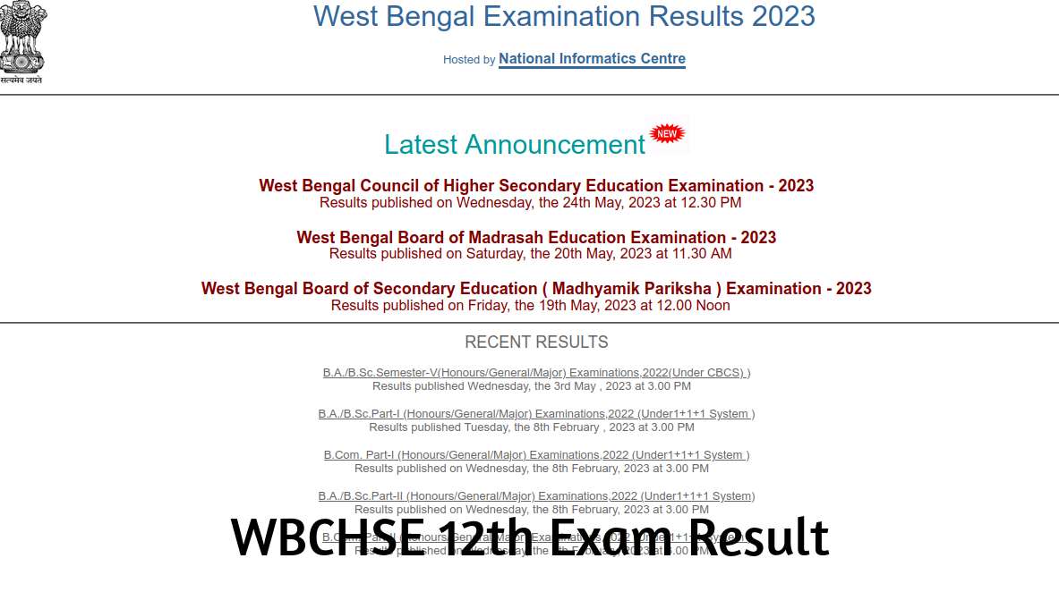WBCHSE 12th Exam Result