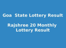 Goa Rajshree 20 Monthly Lottery Result
